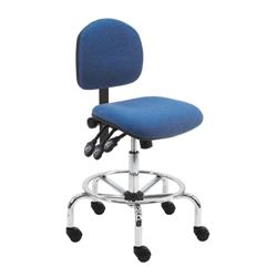 Fabric Chair With Adj.Footring and Chrome Base, 17"-25" H  Three Lever Control